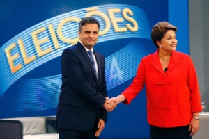 Aécio e Dilma durante o debate em 2014