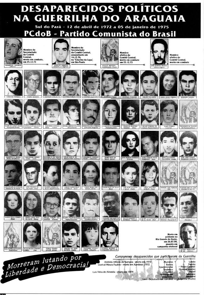 Cartaz de desaparecidos políticos na Guerrilha do Araguaia - Foto: Reprodução