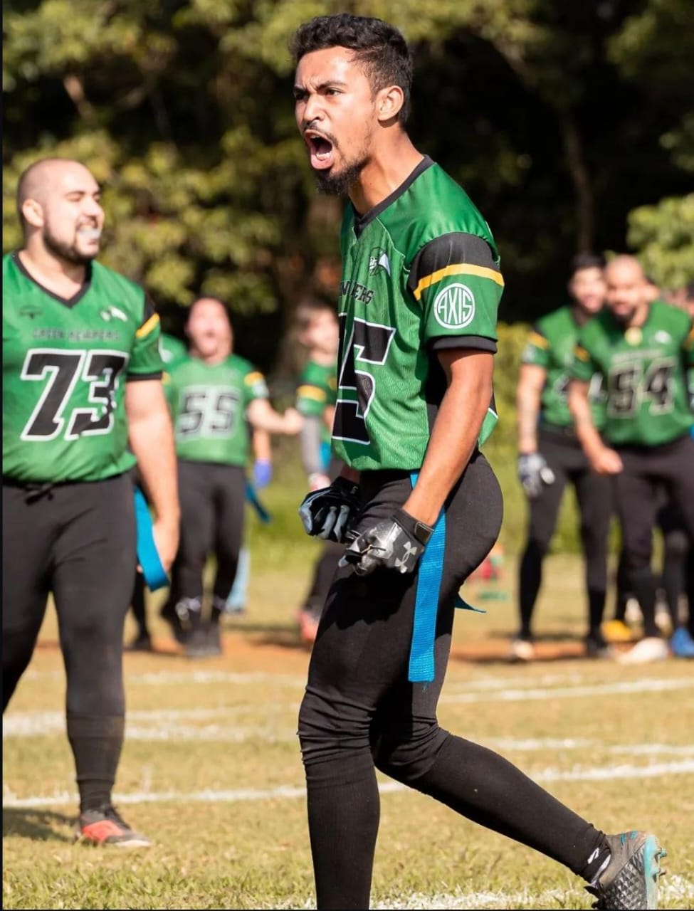 Eduardo em ação num jogo dos Green Reapers. Foto: arquivo pessoal